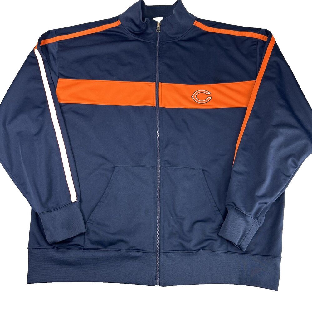 NFL Chicago Bears Full Zip Jacket 2XL Navy Long Sleeve Sweater Track Training